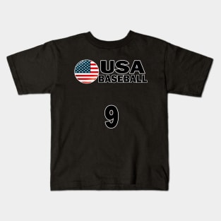 USA Baseball Number 9 T-shirt Design Kids T-Shirt